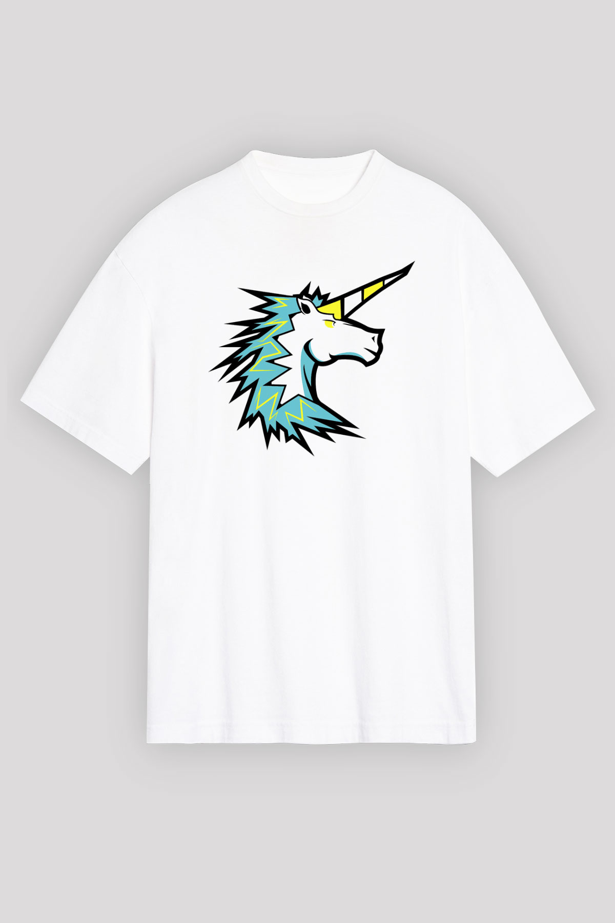 At Beyaz Unisex Oversize Tişört T-Shirt