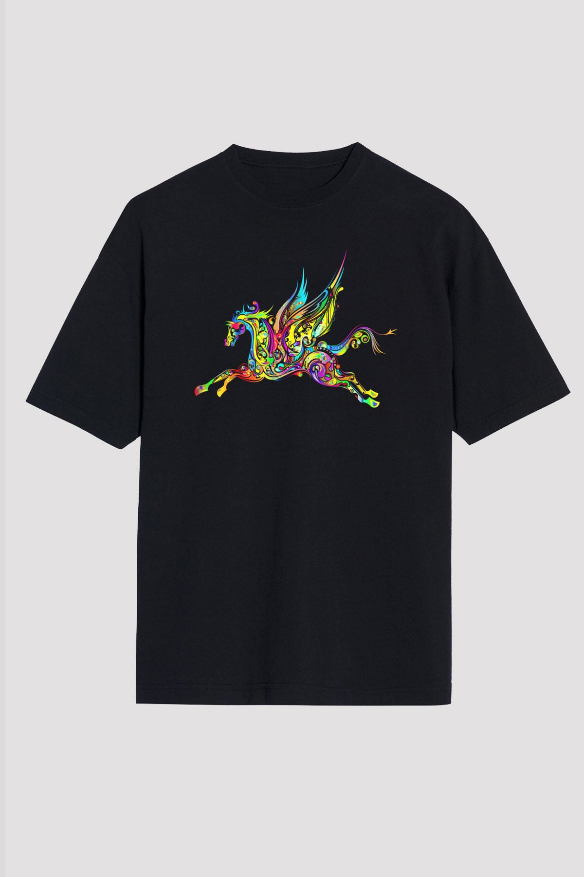 At Siyah Unisex Oversize Tişört T-Shirt