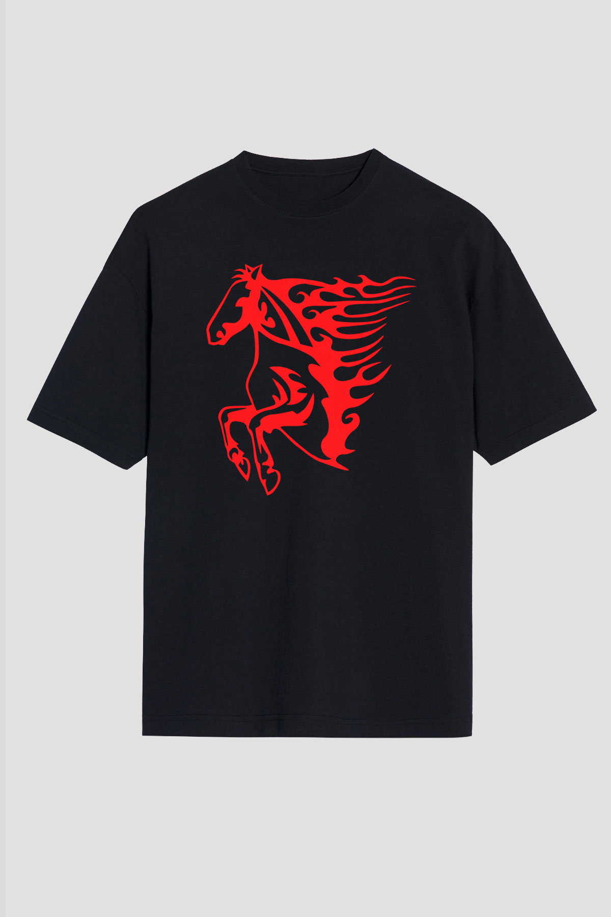At Siyah Unisex Oversize Tişört T-Shirt