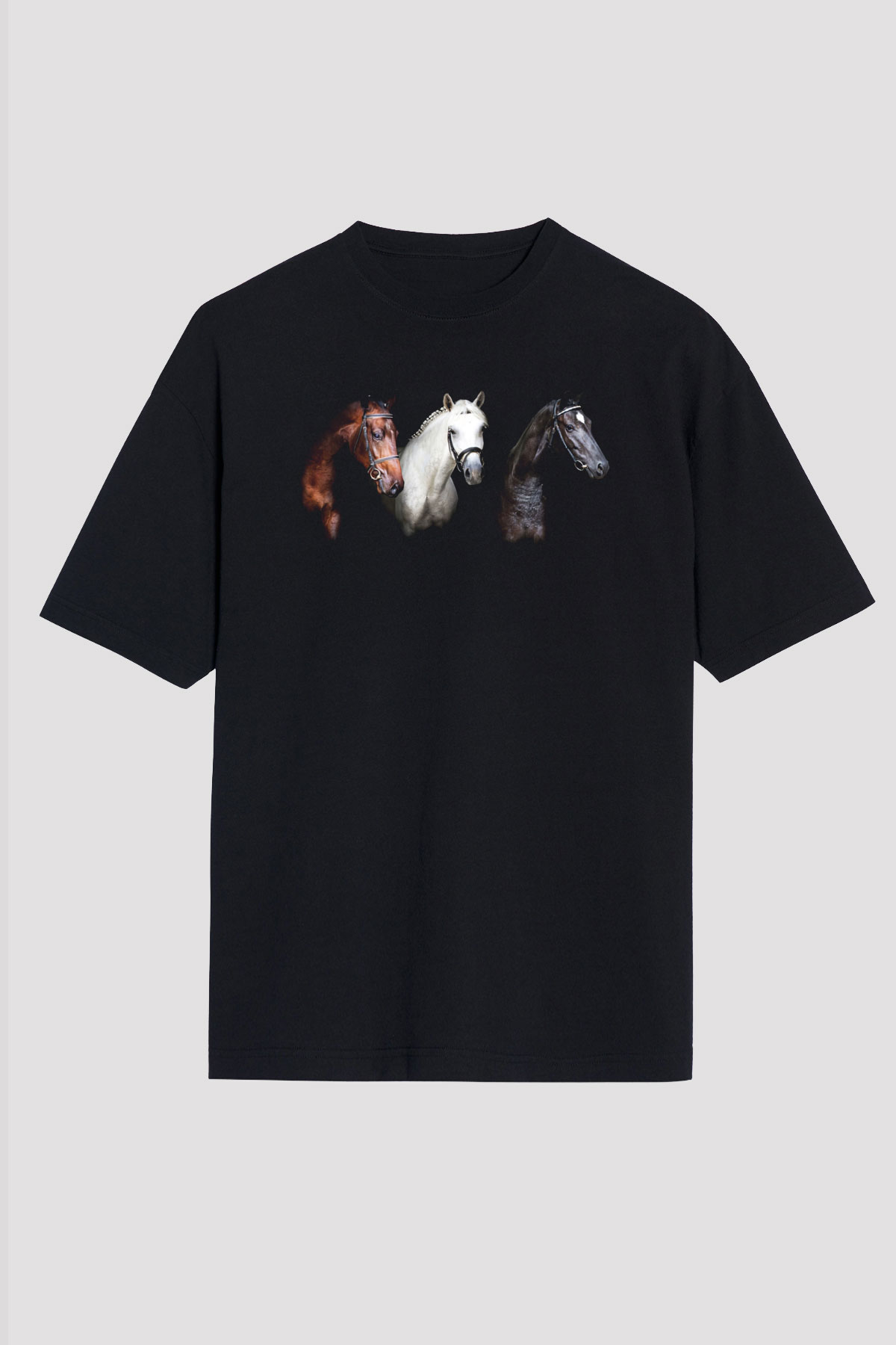 At Siyah Unisex Oversize Tişört T-Shirt