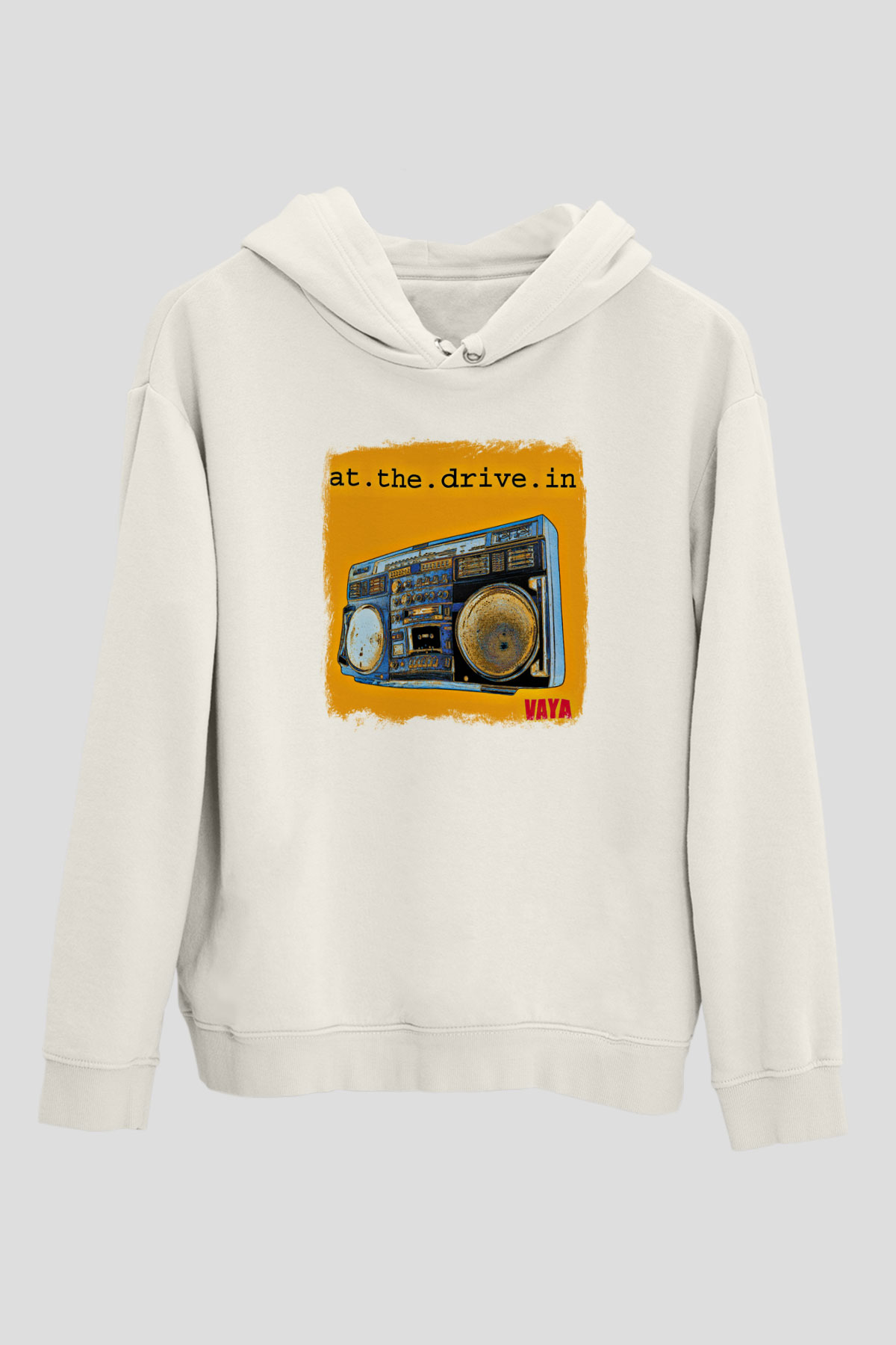 At the Drive-In Baskılı Unisex Beyaz Hoodie