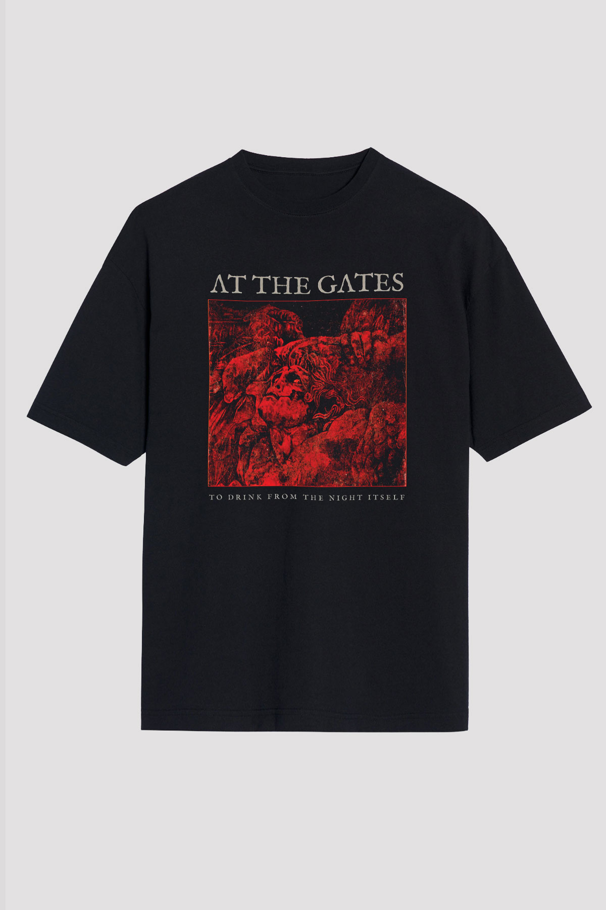 At The Gates Baskılı Unisex Siyah Oversize Tişört