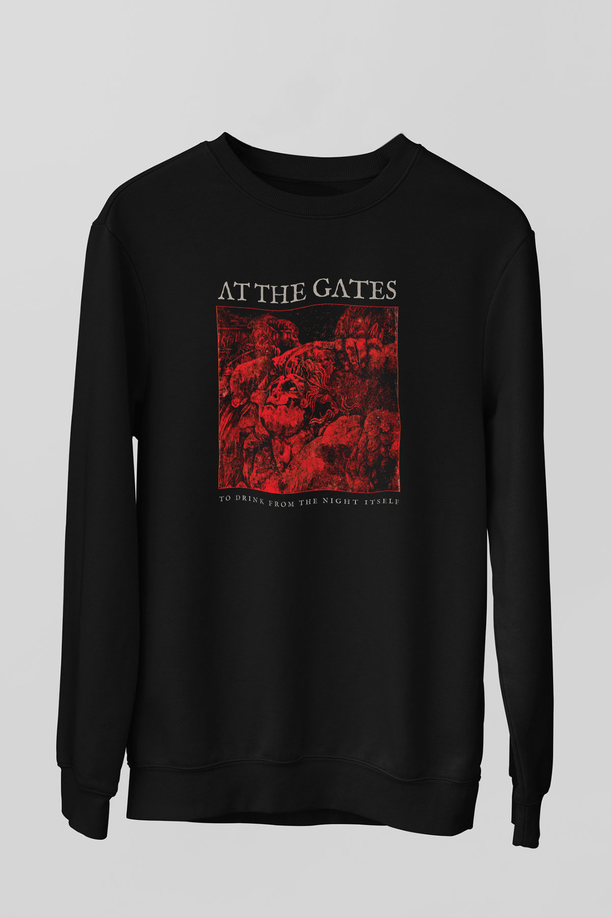 At The Gates Baskılı Unisex Siyah Sweatshirt
