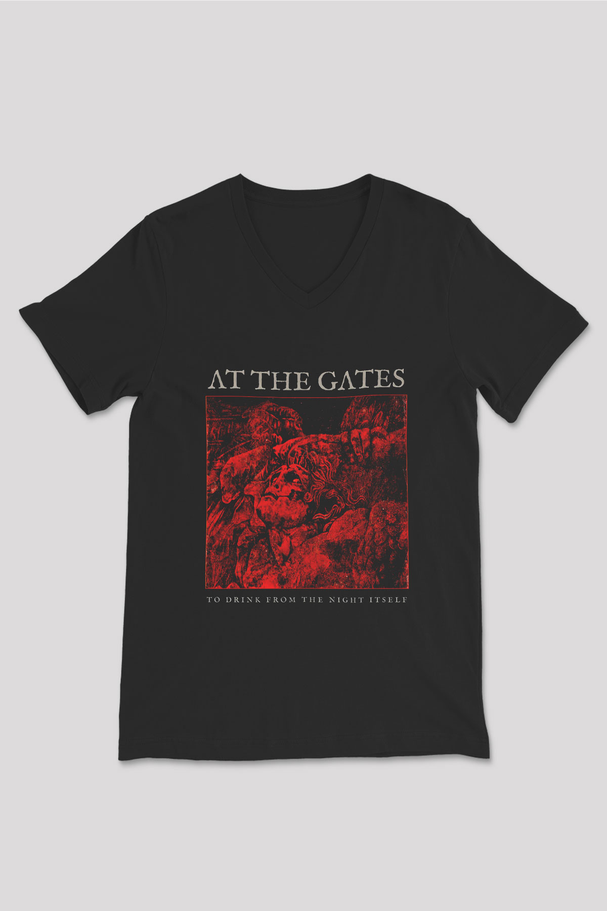 At The Gates Baskılı Unisex Siyah V Yaka Tişört
