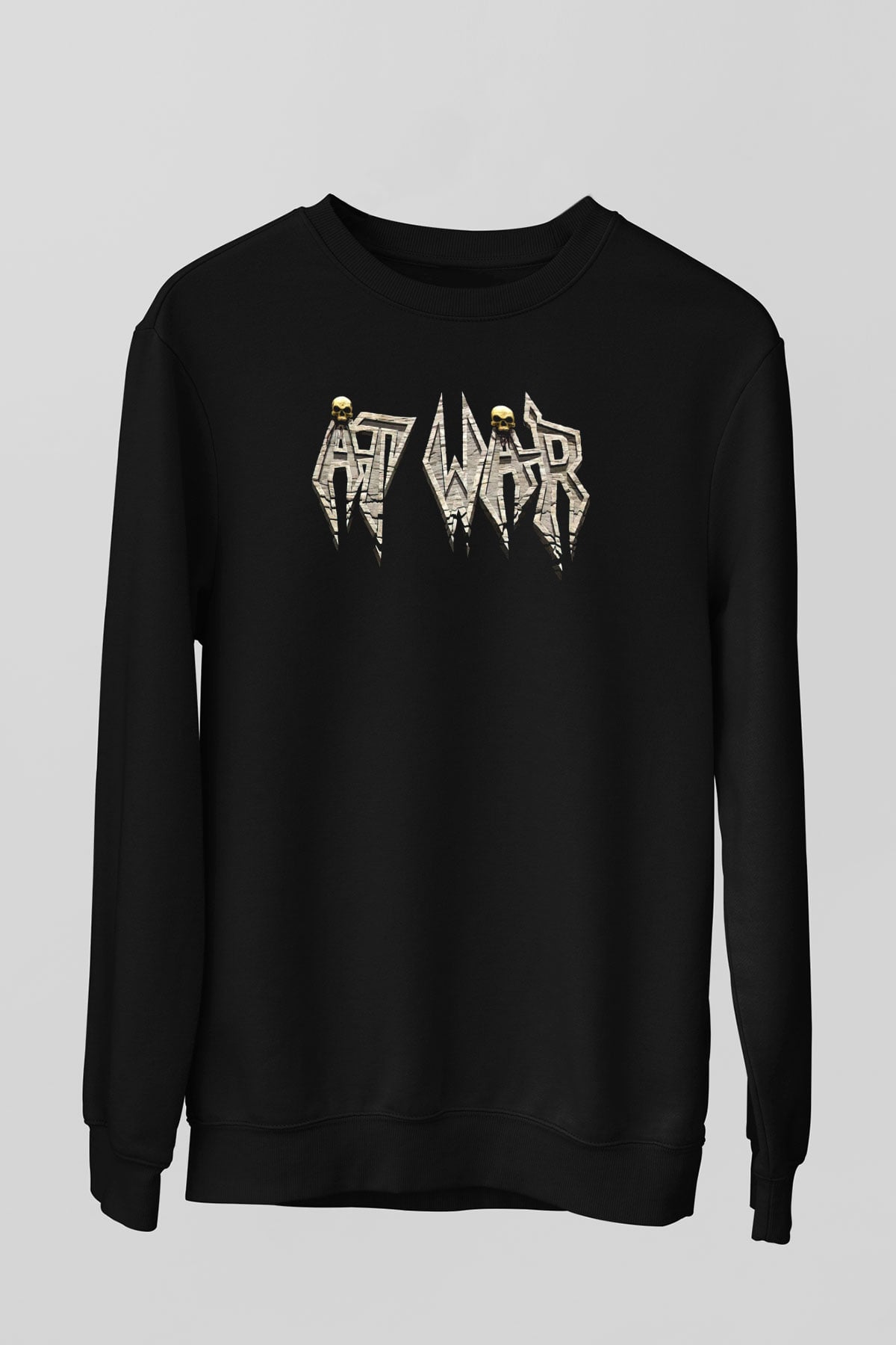 At War Siyah Unisex Sweatshirt