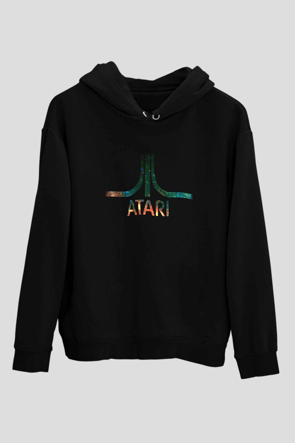 Atari Siyah Unisex Kapüşonlu Sweatshirt