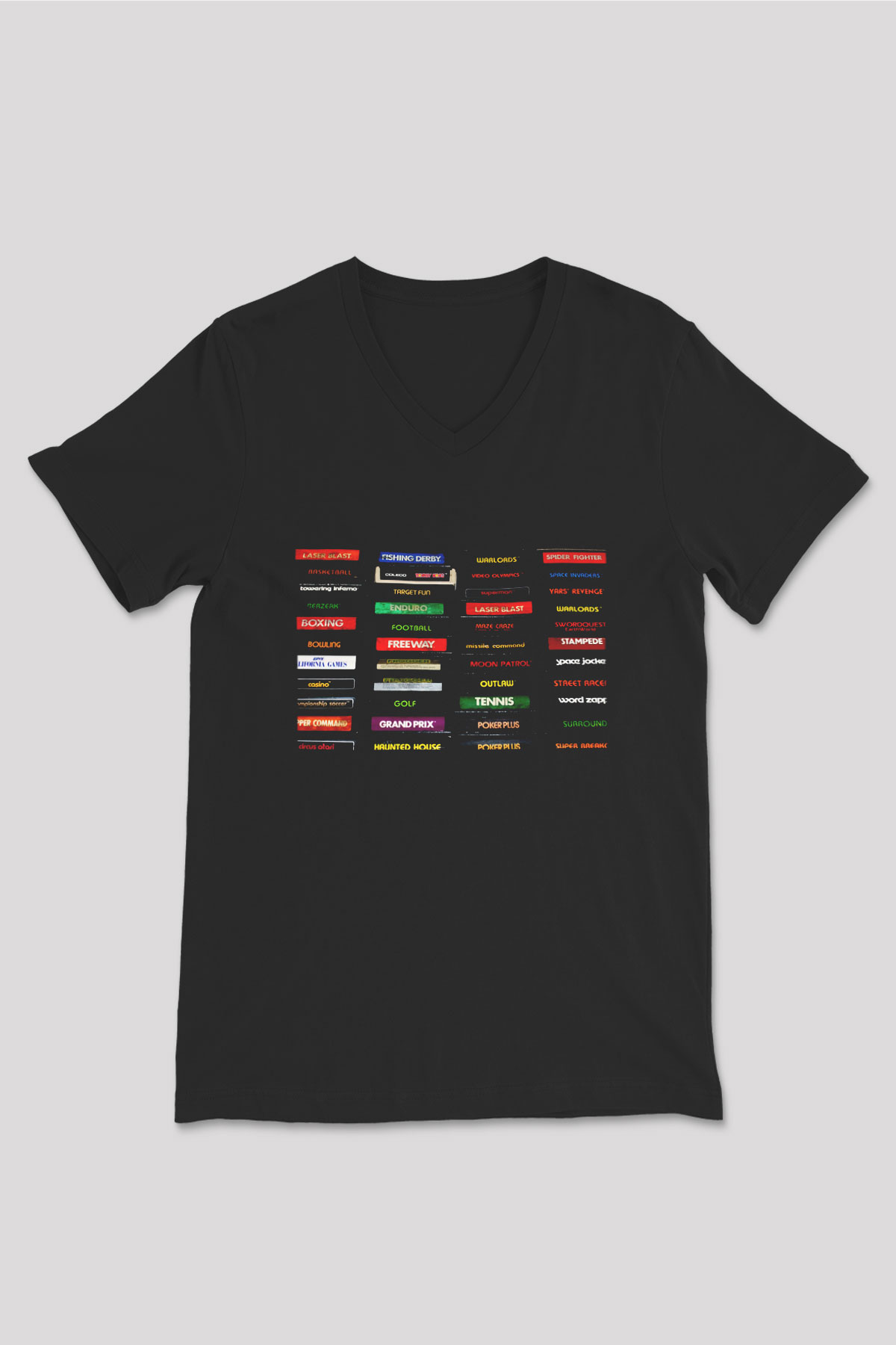 Atari Siyah Unisex V Yaka Tişört