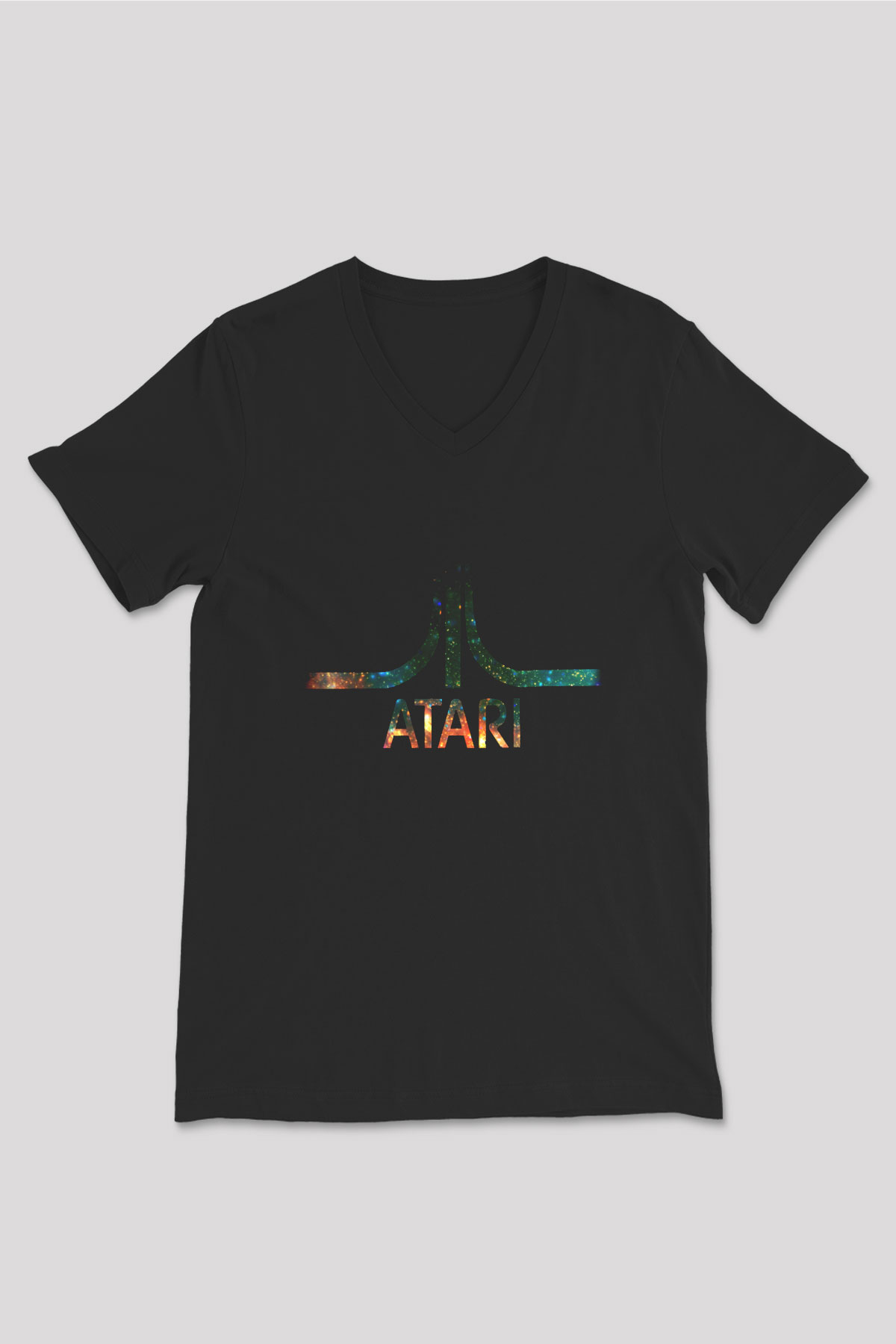 Atari Siyah Unisex V Yaka Tişört