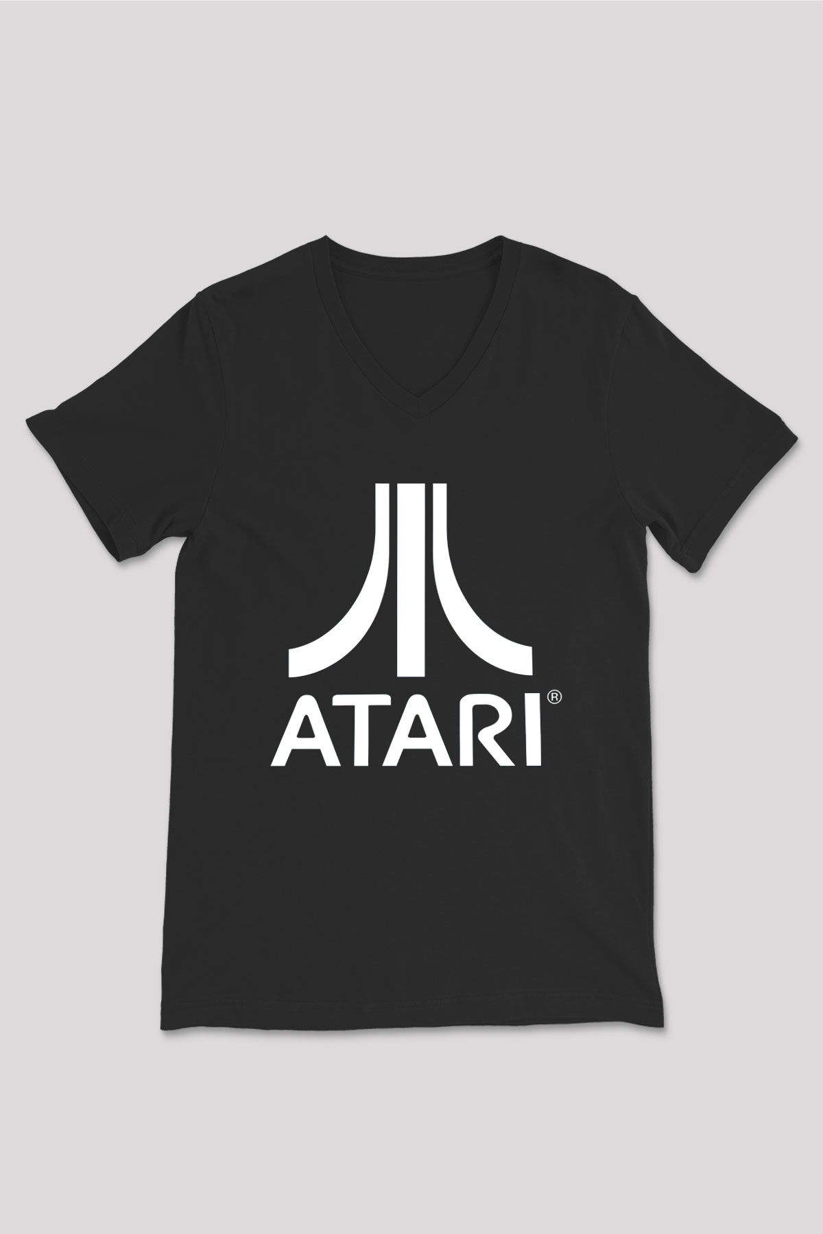 Atari Siyah Unisex V Yaka Tişört T-Shirt