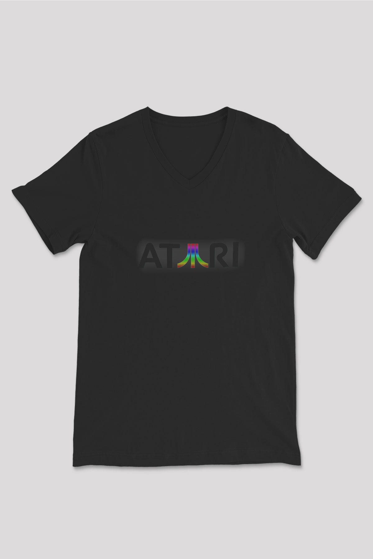 Atari Siyah Unisex V Yaka Tişört T-Shirt