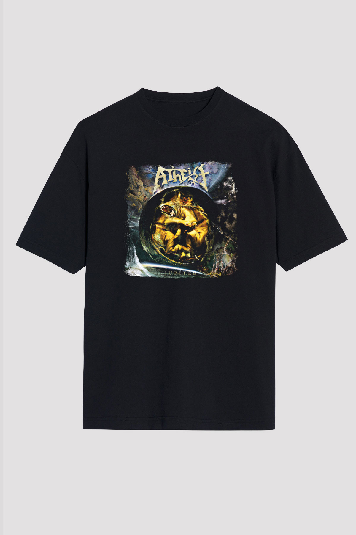Atheist Baskılı Unisex Siyah Oversize Tişört