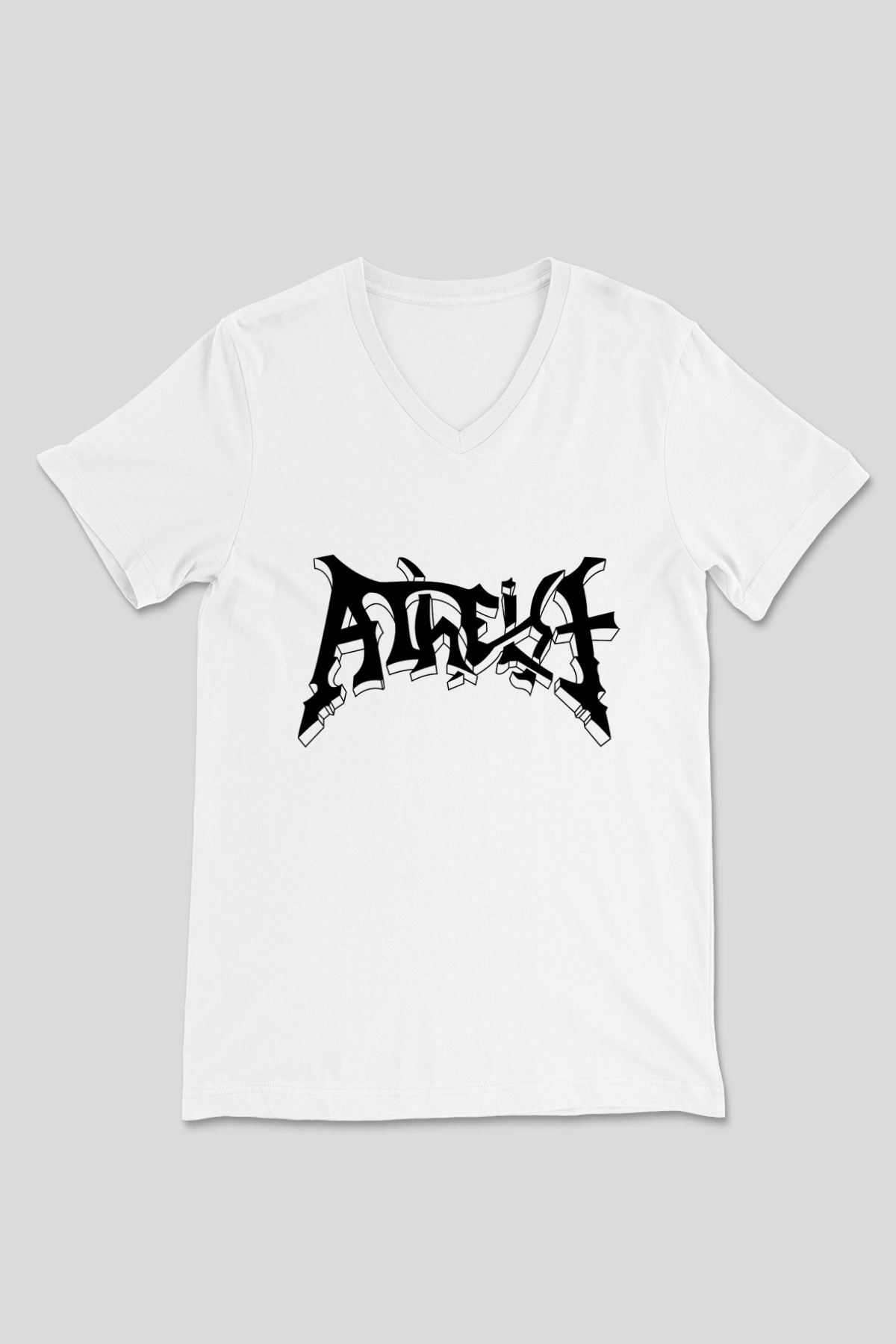 Atheist Beyaz Unisex V Yaka Tişört T-Shirt