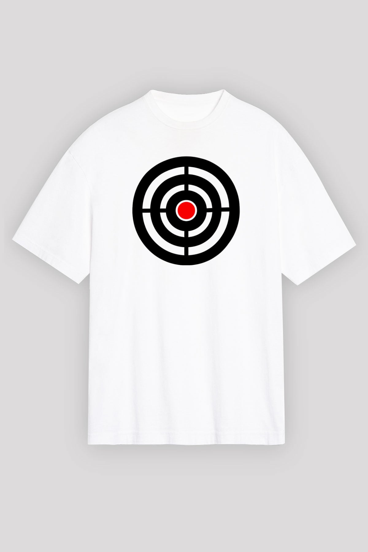 Atıcılık Baskılı Unisex Beyaz Oversize Tişört - Tshirt