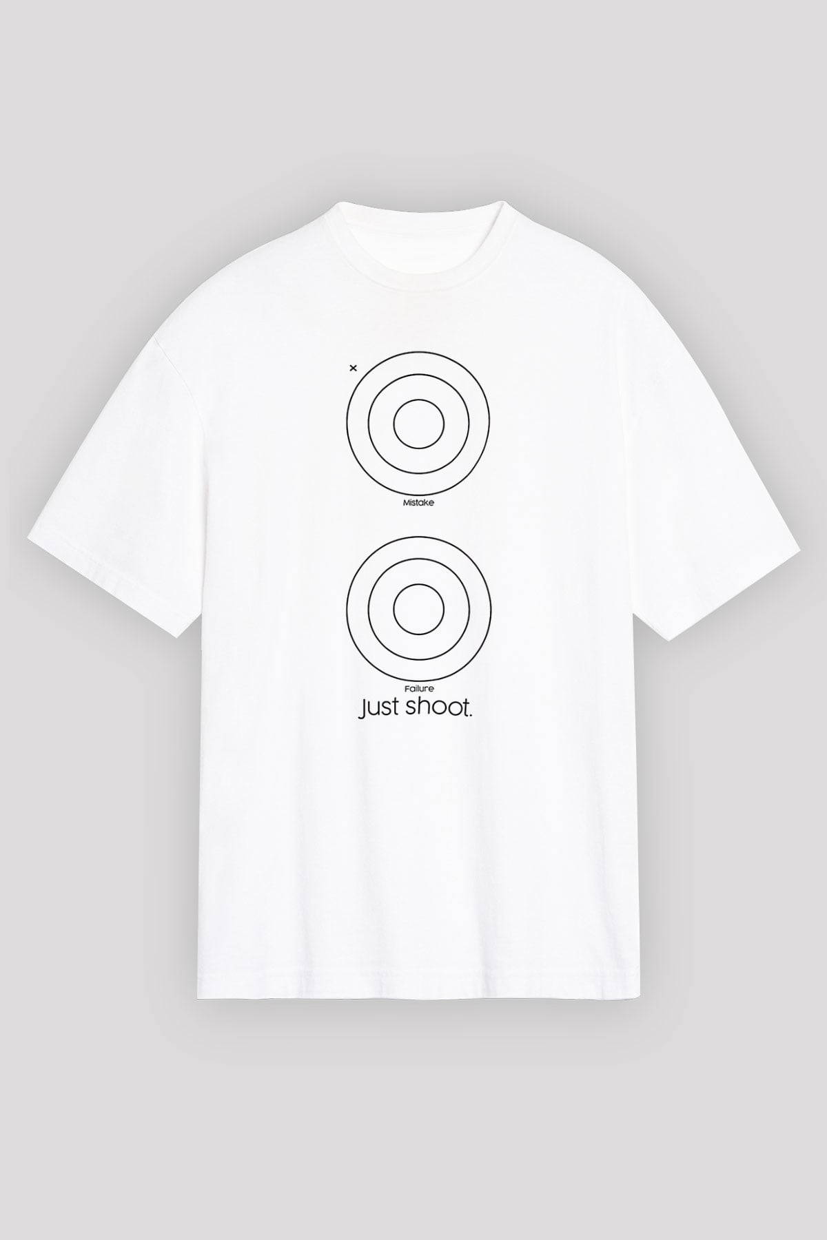 Atıcılık Baskılı Unisex Beyaz Oversize Tişört - Tshirt