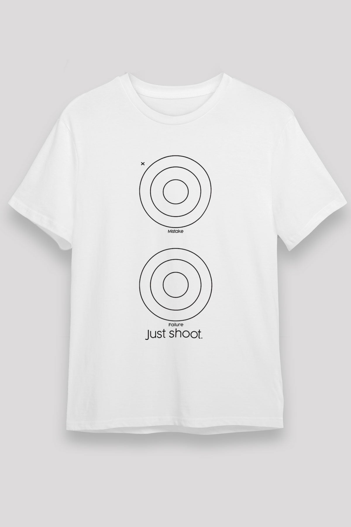 Atıcılık Baskılı Unisex Beyaz Tişört - Tshirt