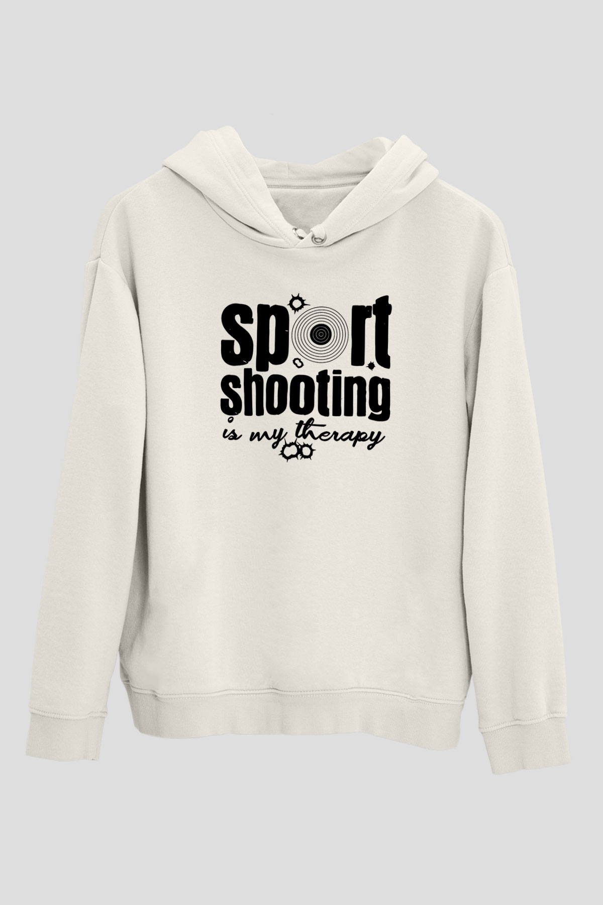 Atıcılık Baskılı Unisex Ekru Hoodie