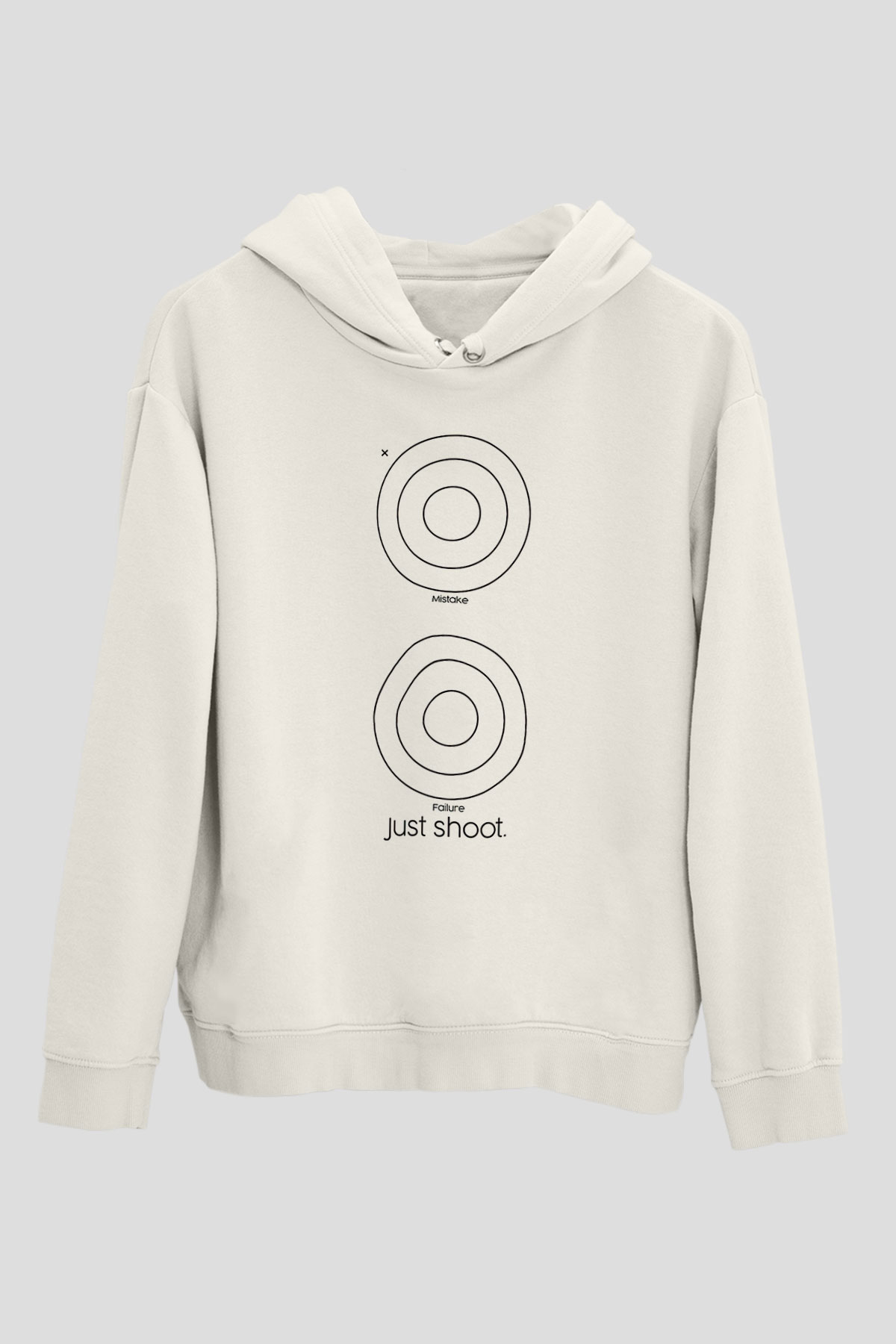 Atıcılık Baskılı Unisex Ekru Hoodie