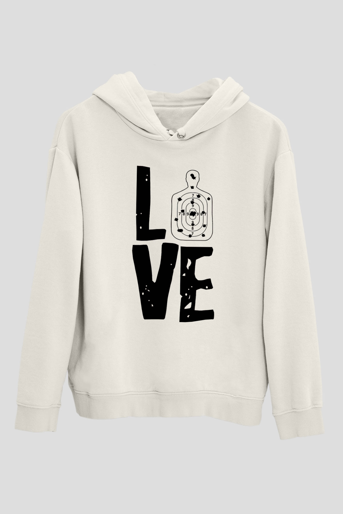 Atıcılık Baskılı Unisex Ekru Hoodie