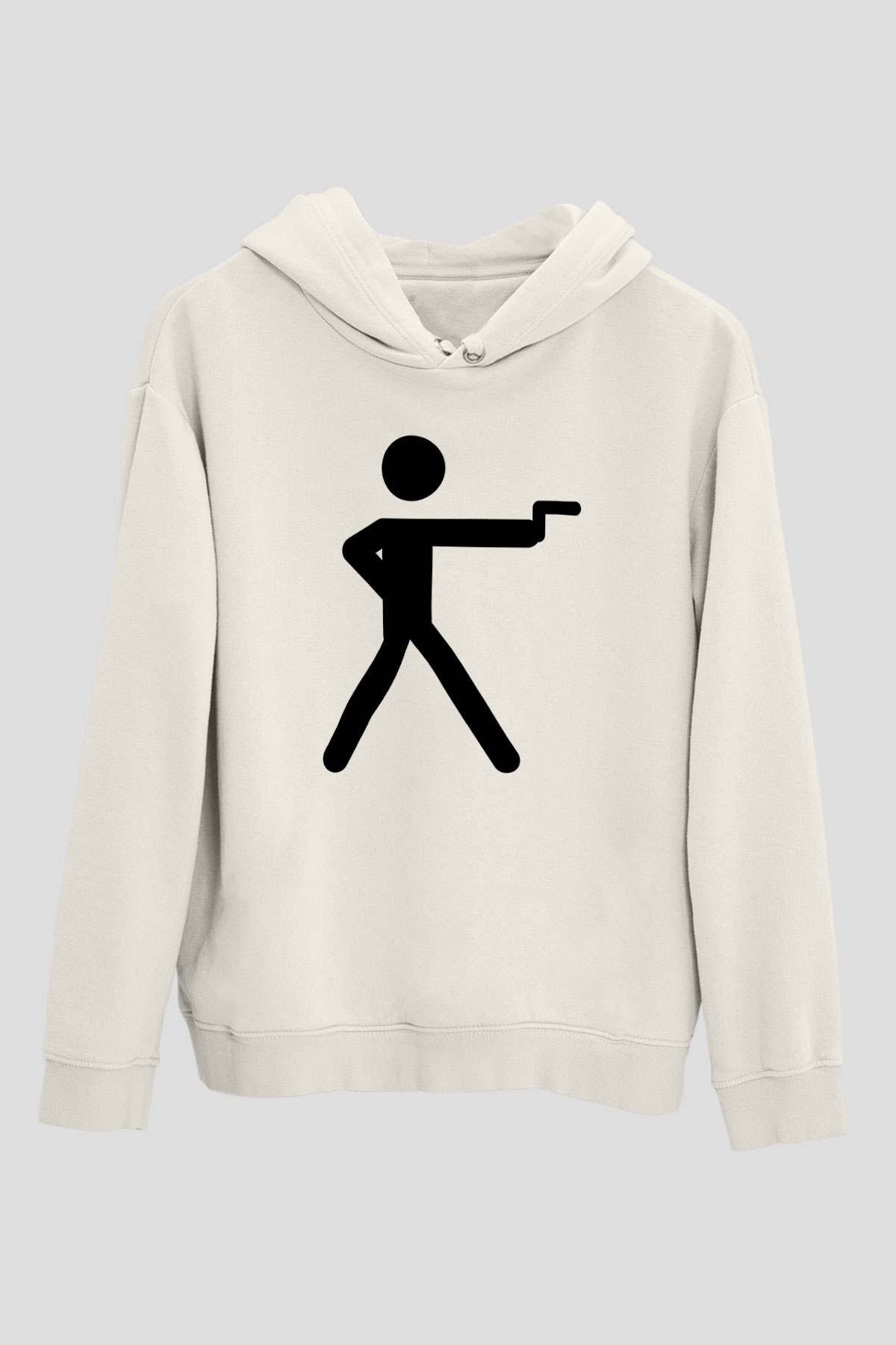 Atıcılık Baskılı Unisex Ekru Hoodie