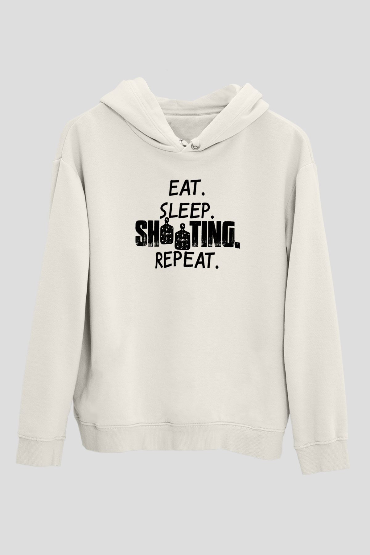 Atıcılık Baskılı Unisex Ekru Hoodie
