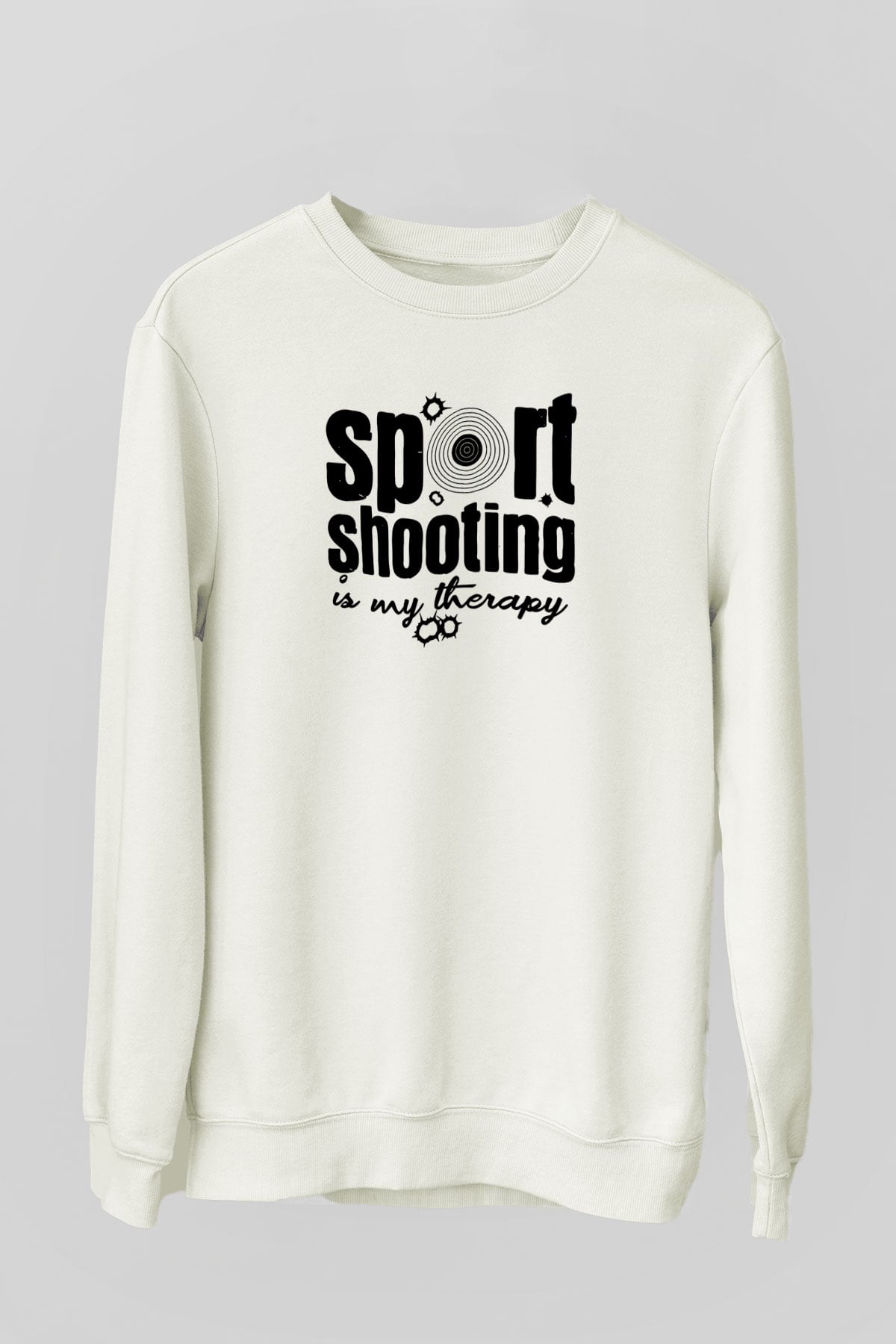 Atıcılık Baskılı Unisex Ekru Sweatshirt
