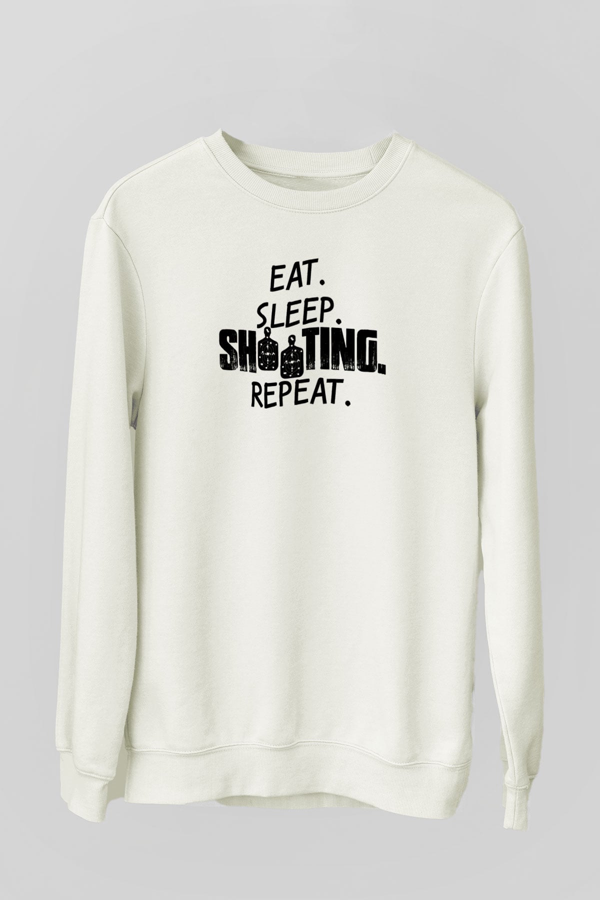 Atıcılık Baskılı Unisex Ekru Sweatshirt