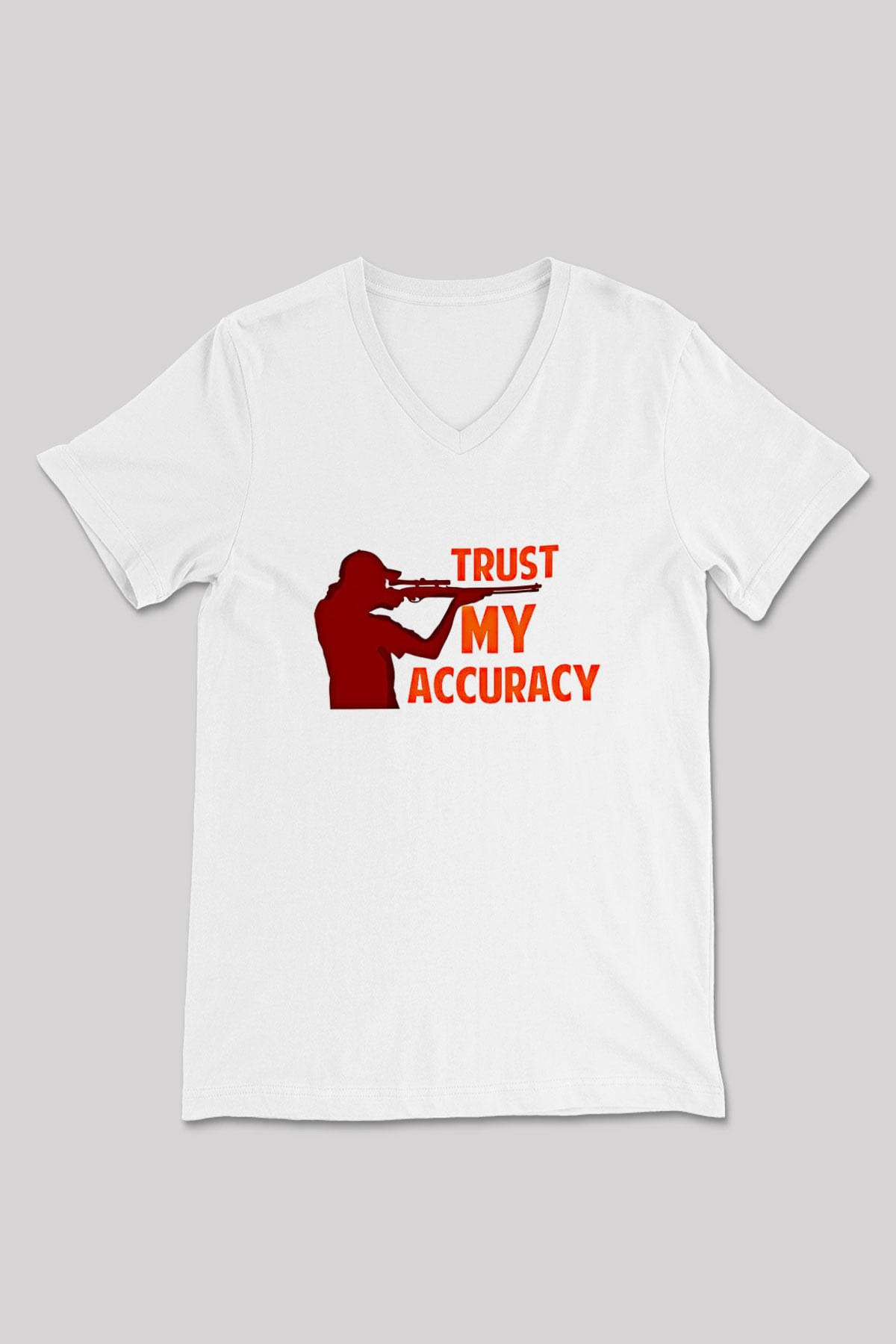 Atıcılık Baskılı Unisex V Yaka Tişört - Tshirt