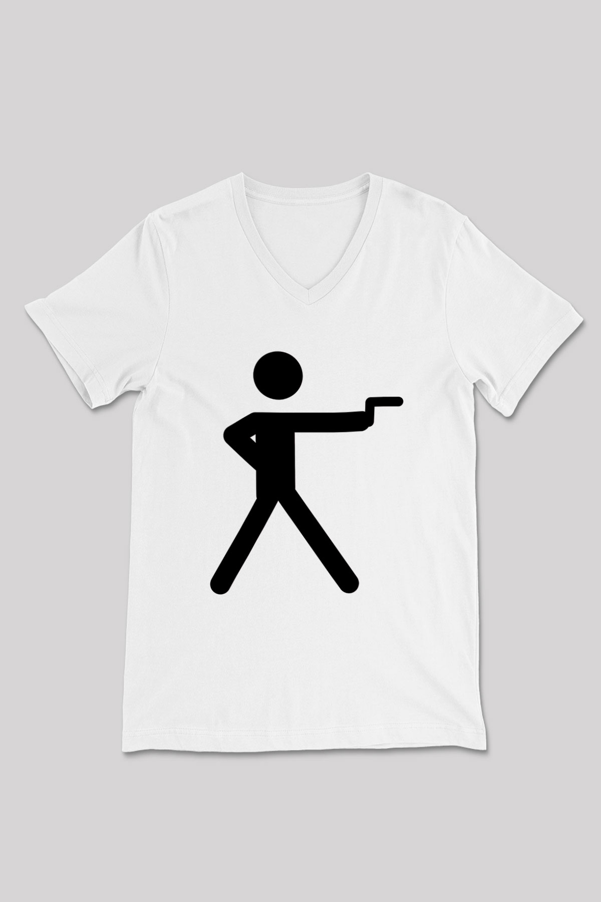 Atıcılık Baskılı Unisex V Yaka Tişört - Tshirt