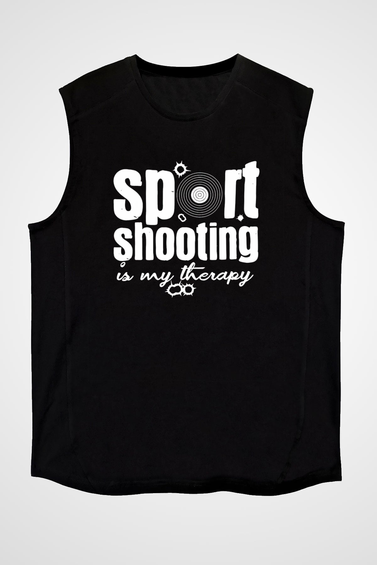 Atıcılık - Shooting Baskılı Unisex Siyah Kolsuz Tişört