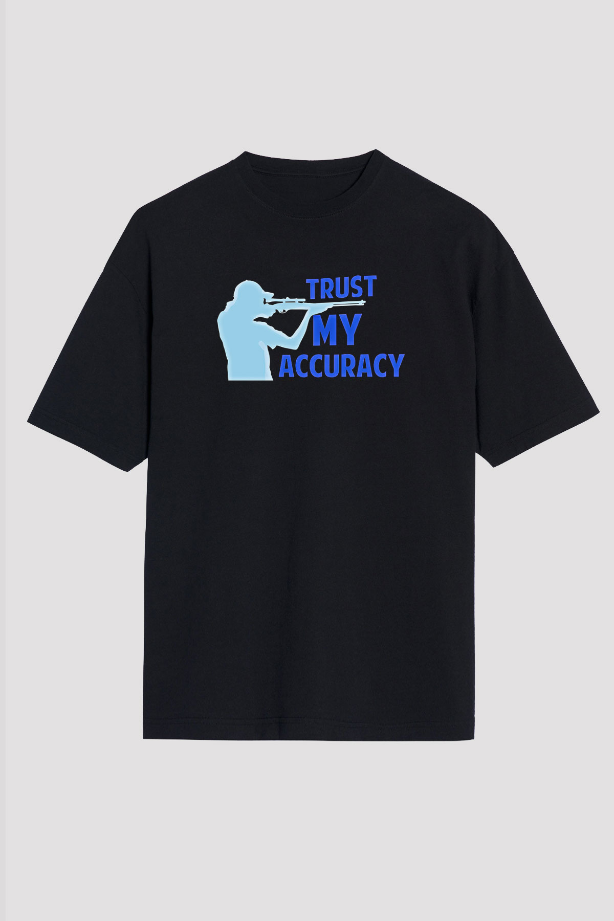 Atıcılık - Shooting Baskılı Unisex Siyah Oversize Tişört