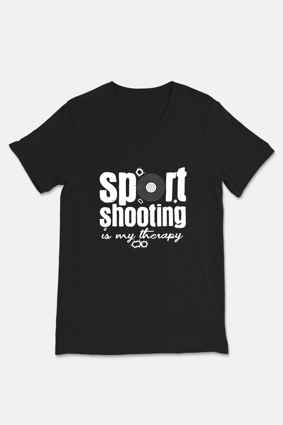 Atıcılık - Shooting Baskılı Unisex Siyah V Yaka Tişört
