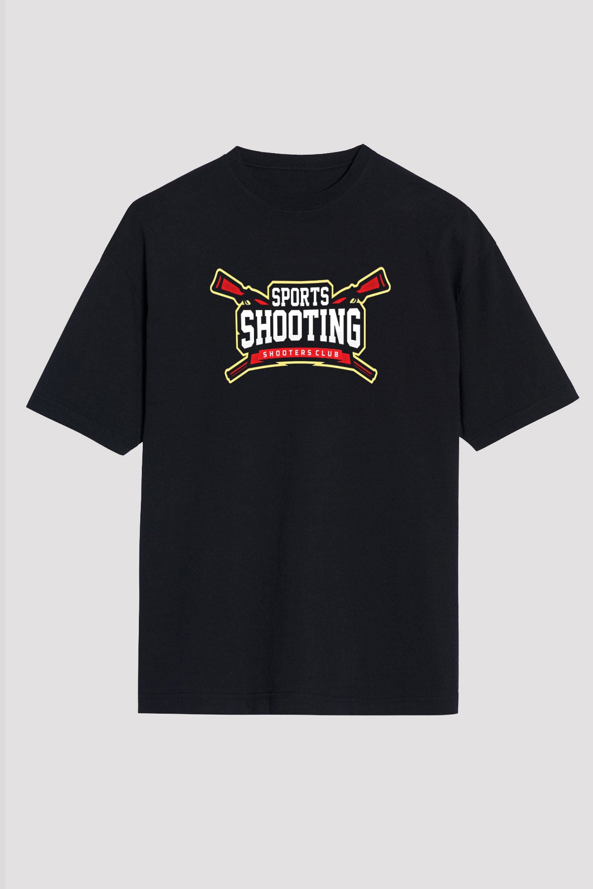 Atıcılık - Shooting Baskılı Unisex Siyah Oversize Tişört