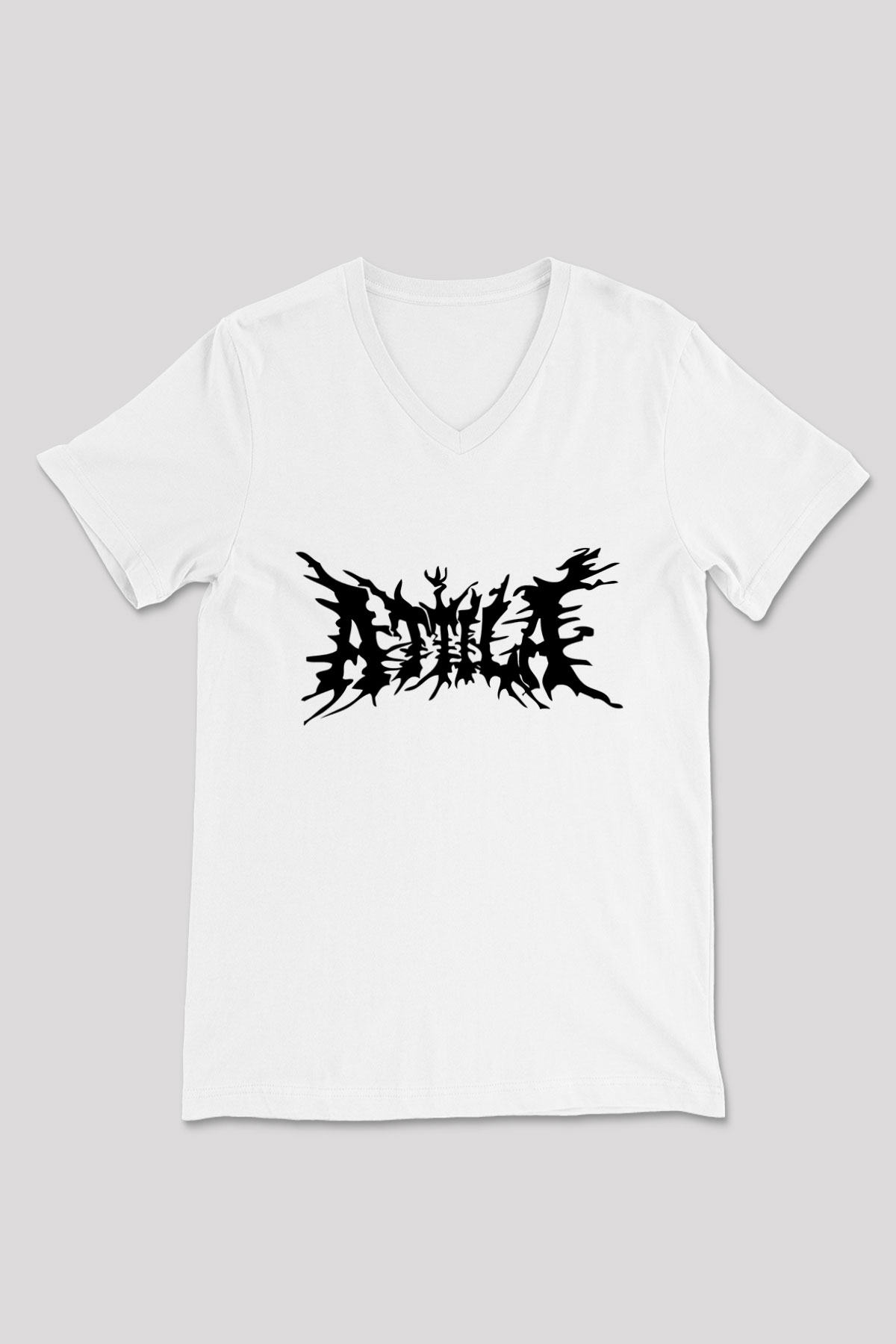 Atilla Beyaz Unisex V Yaka Tişört T-Shirt