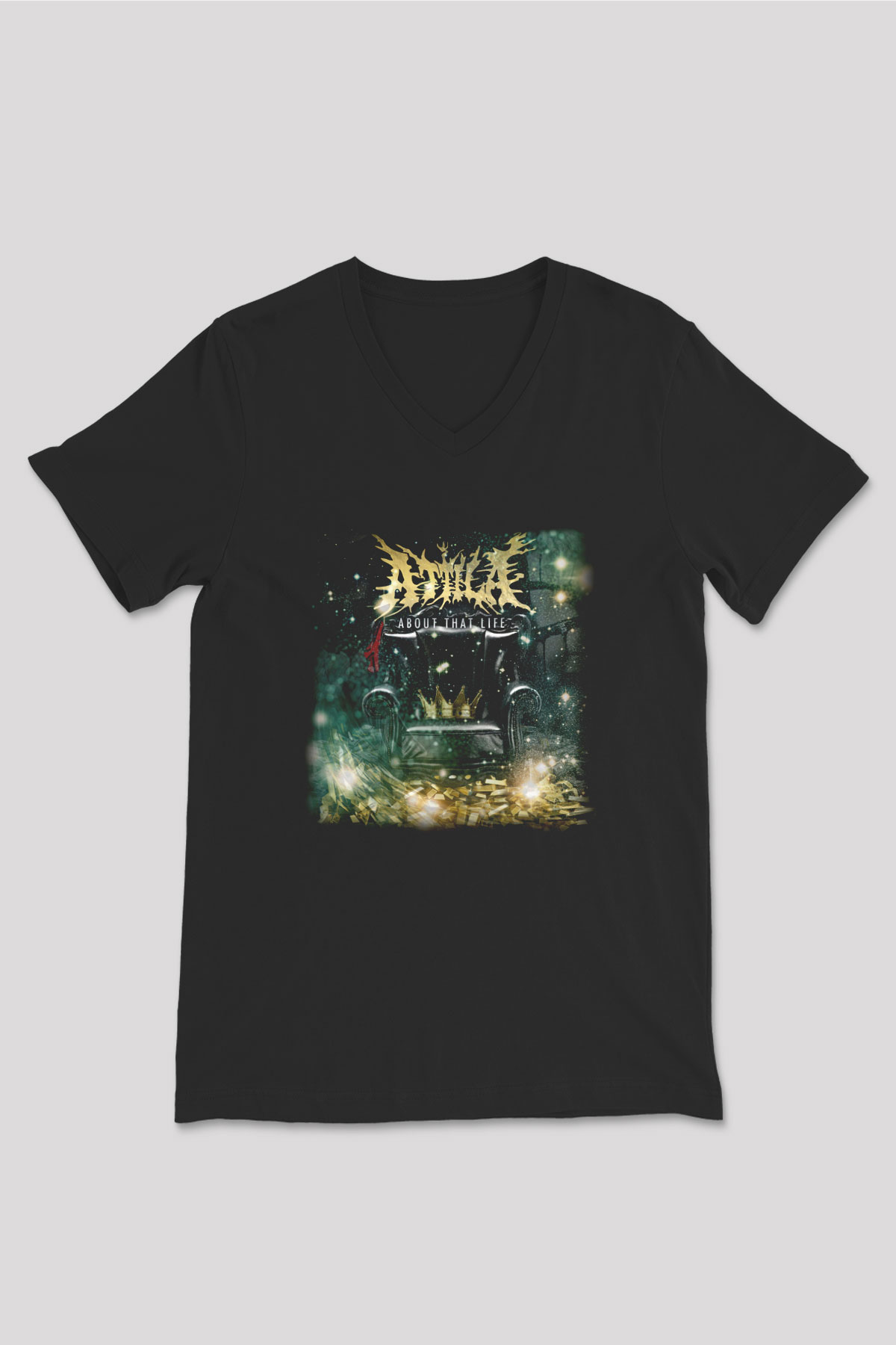 Atilla Siyah Unisex V Yaka Tişört