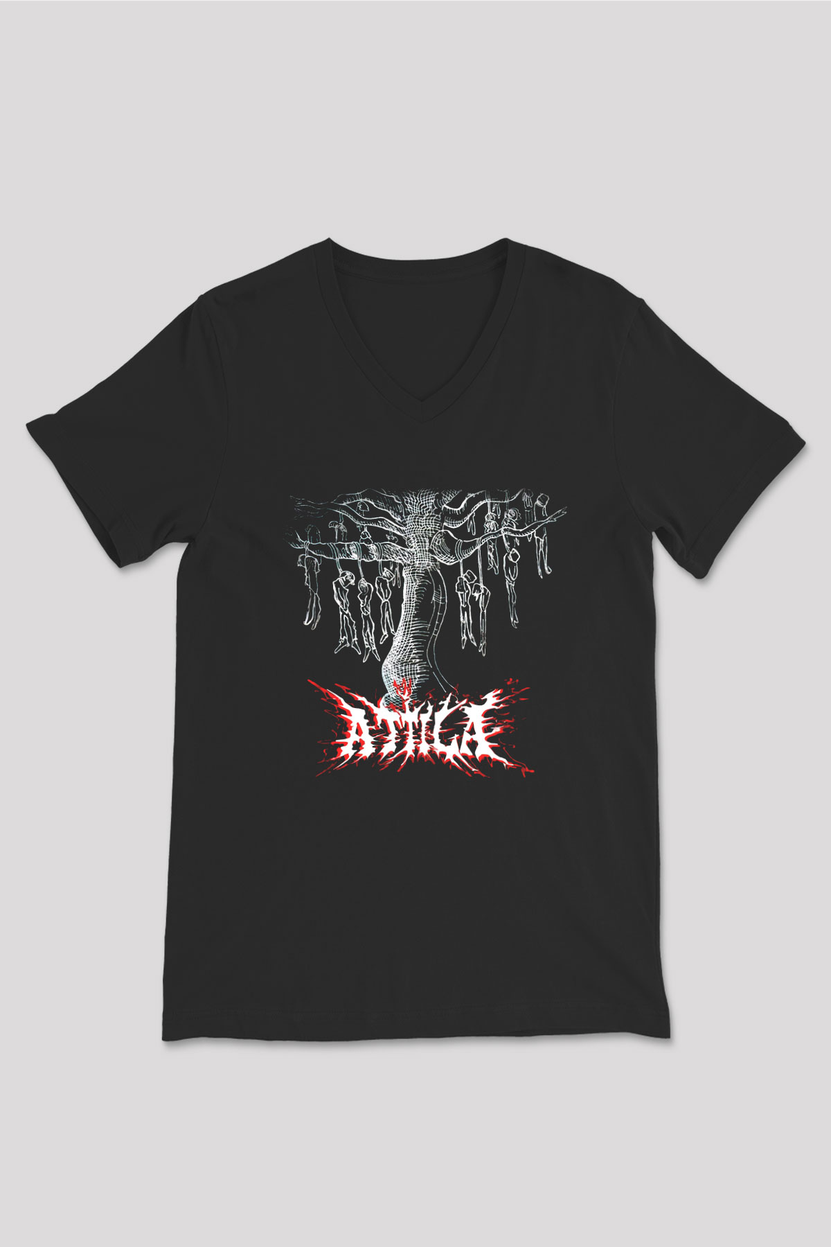 Atilla Siyah Unisex V Yaka Tişört