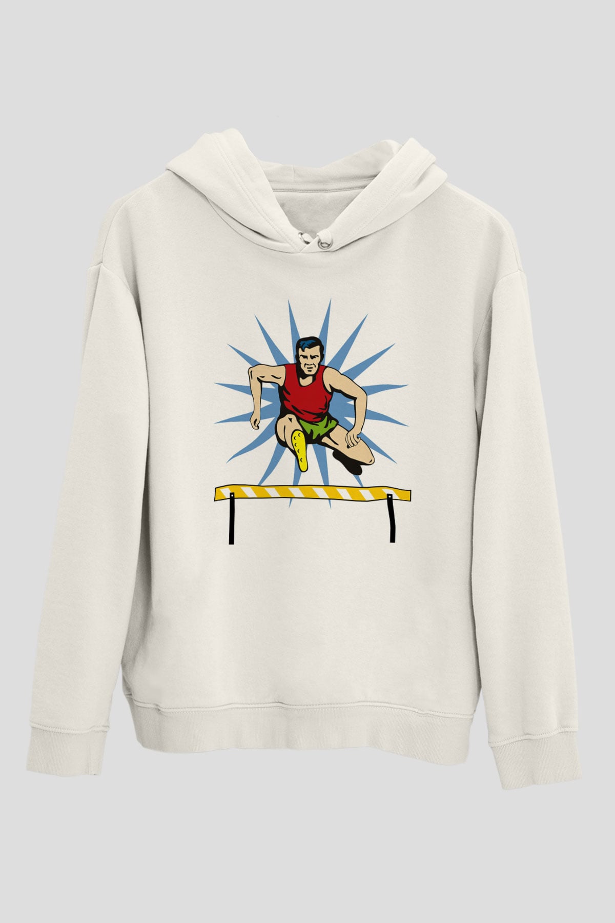 Atlet Beyaz Unisex Kapüşonlu Sweatshirt