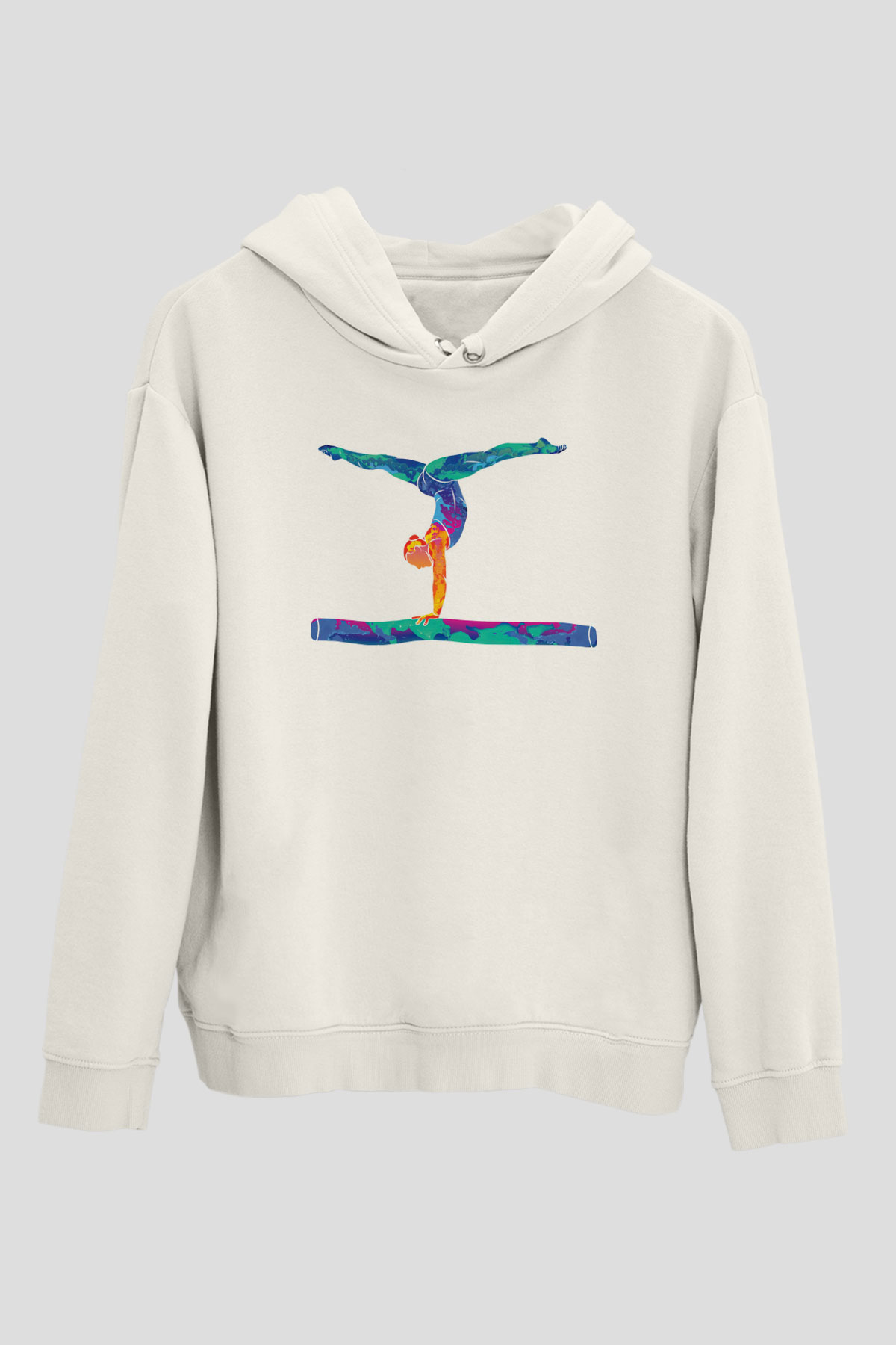 Atlet Beyaz Unisex Kapüşonlu Sweatshirt