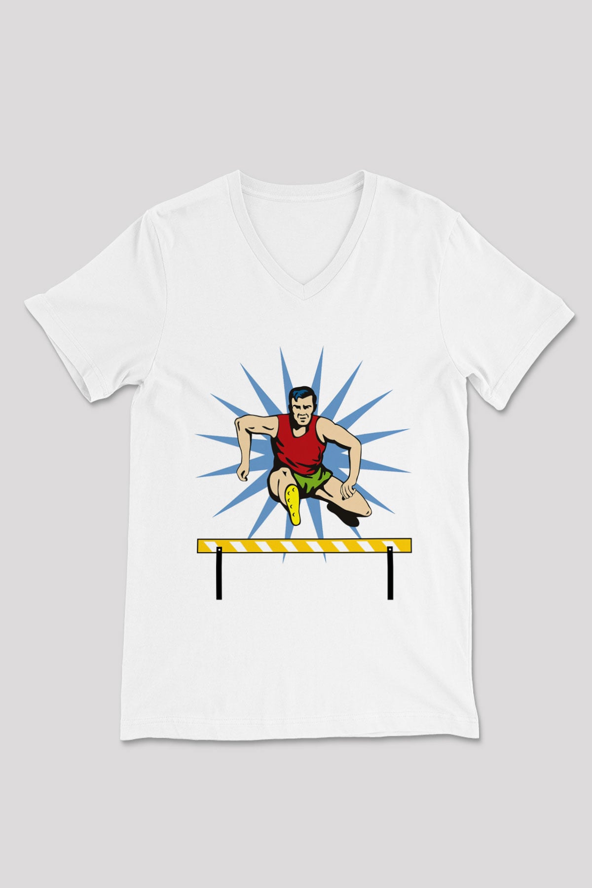 Atlet Beyaz Unisex V Yaka Tişört