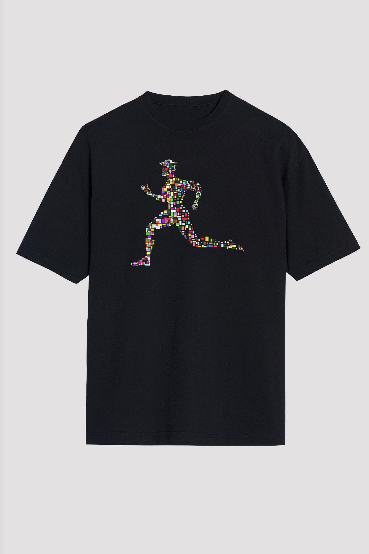 Atletizm - Athletics Baskılı Unisex Siyah Oversize Tişört