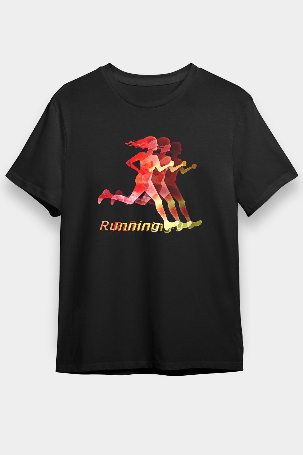 Atletizm - Athletics Baskılı Unisex Siyah Tişört - Tshirt