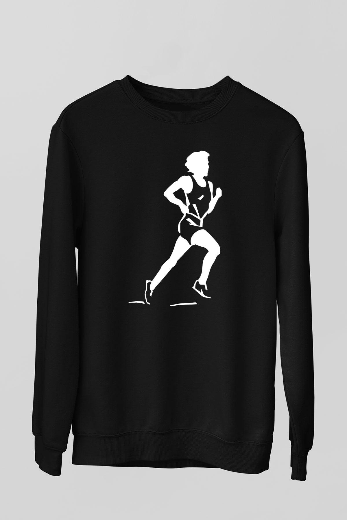 Atletizm - Athletics Baskılı Unisex Siyah Sweatshirt