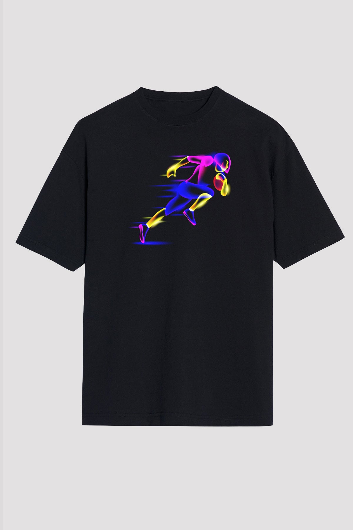 Atletizm - Athletics Baskılı Unisex Siyah Oversize Tişört