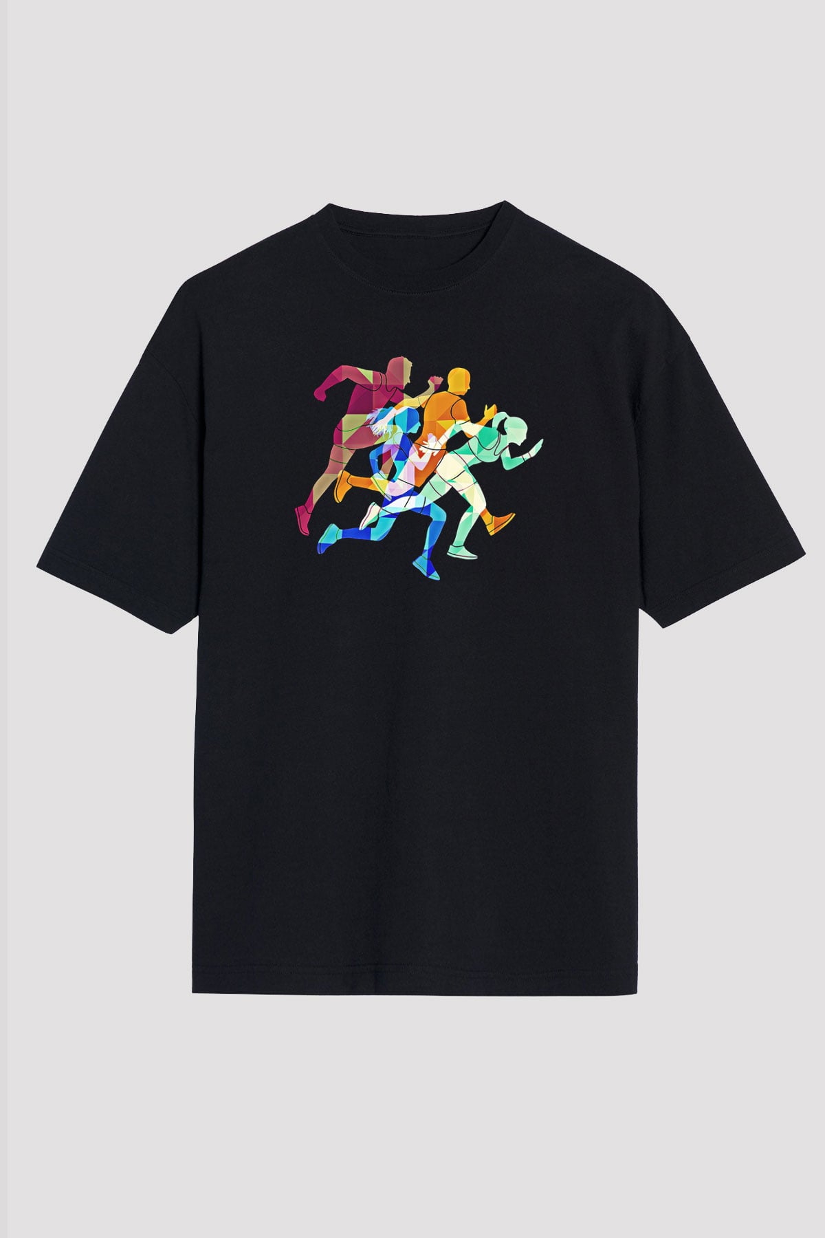 Atletizm - Athletics Baskılı Unisex Siyah Oversize Tişört