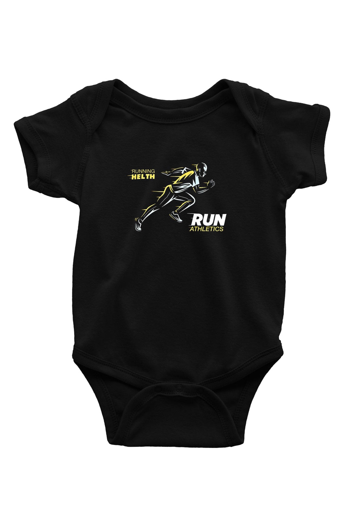 Atletizm - Athletics Baskılı Unisex Siyah Bebek Body - Zıbın