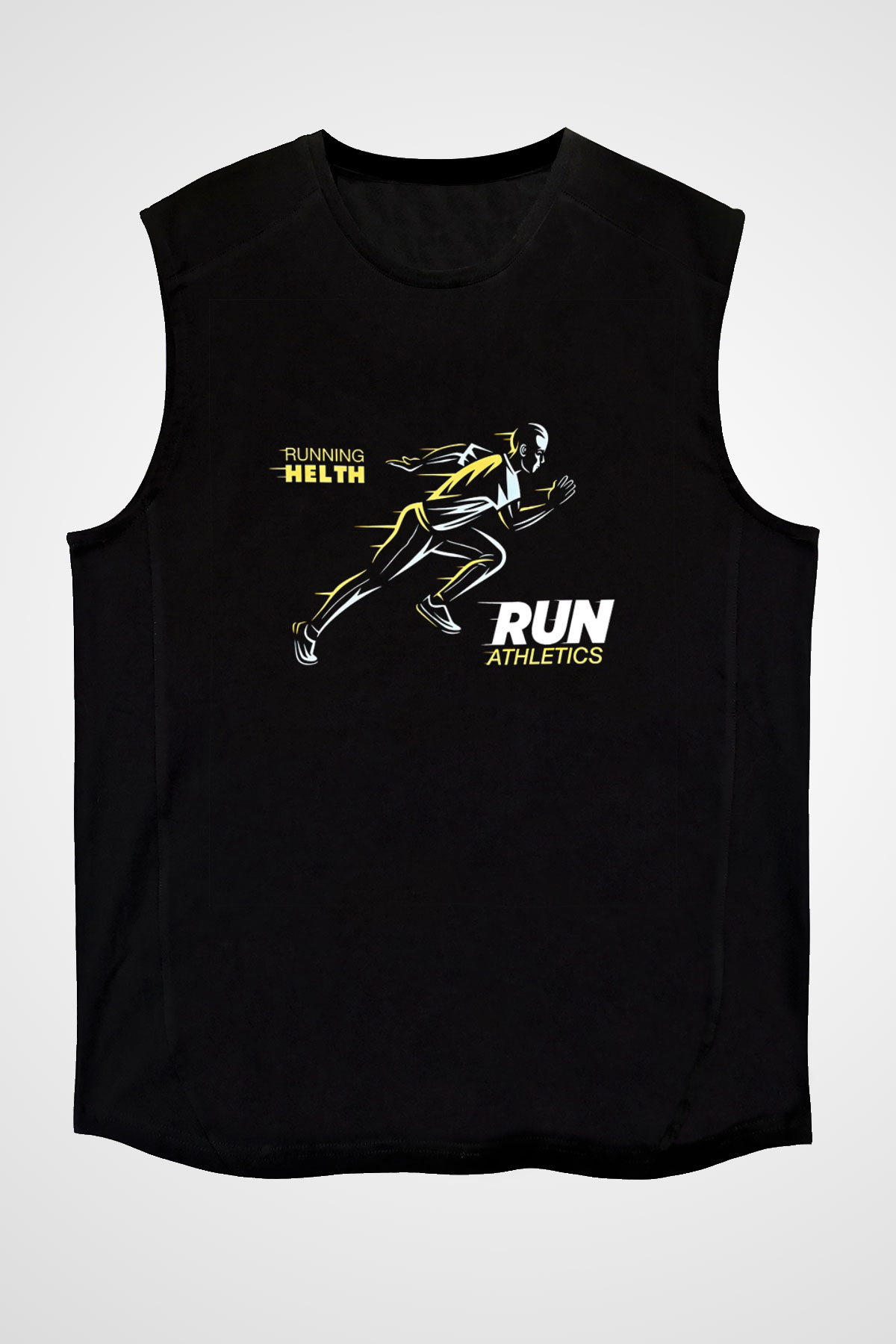 Atletizm - Athletics Baskılı Unisex Siyah Kolsuz Tişört