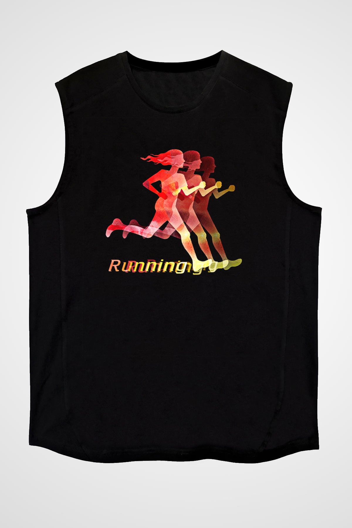 Atletizm - Athletics Baskılı Unisex Siyah Kolsuz Tişört