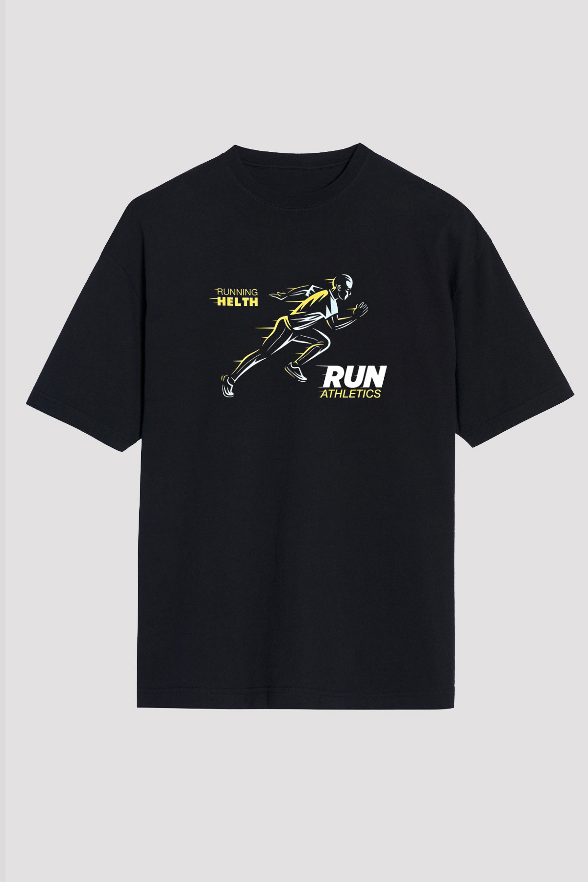 Atletizm - Athletics Baskılı Unisex Siyah Oversize Tişört