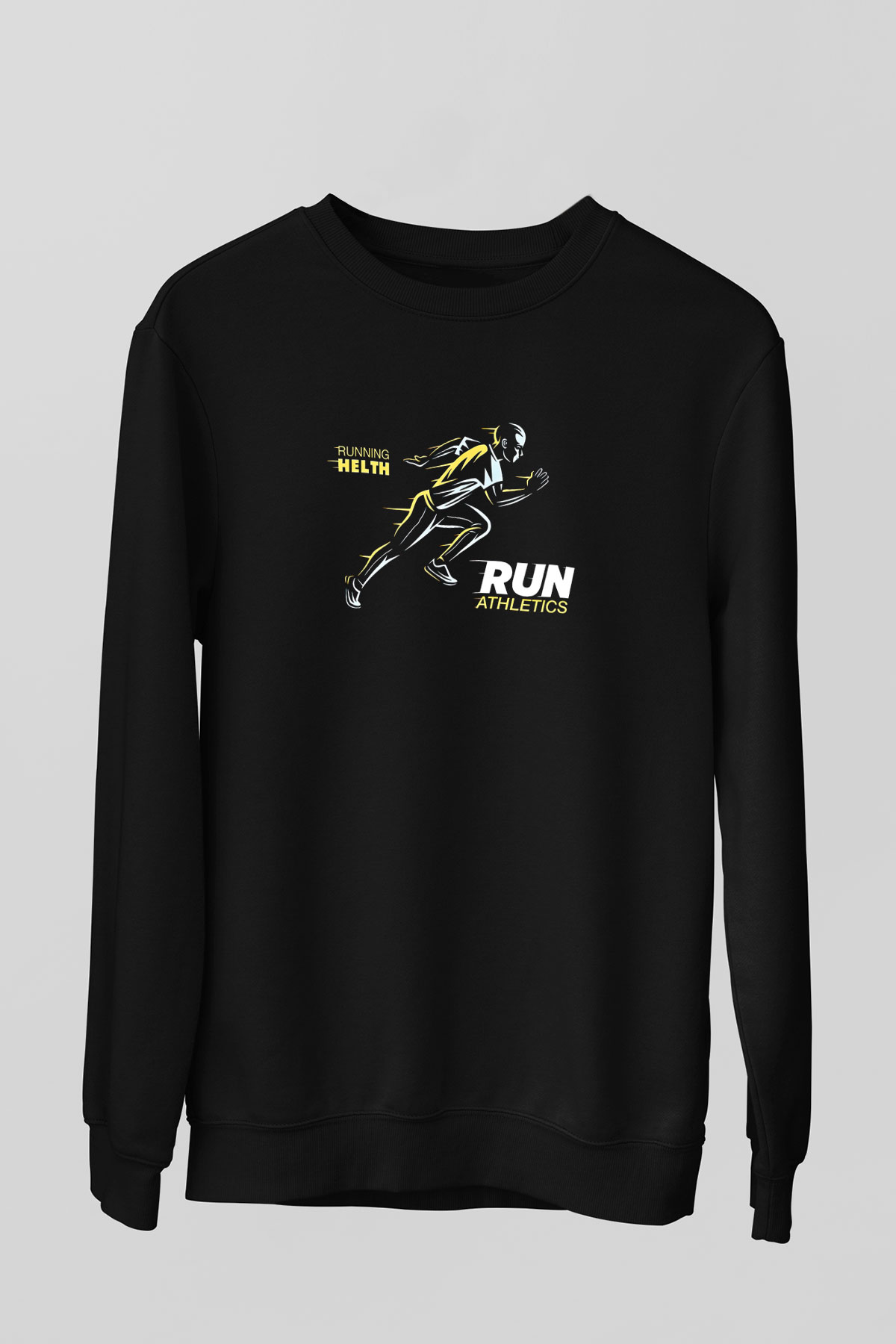 Atletizm - Athletics Baskılı Unisex Siyah Sweatshirt