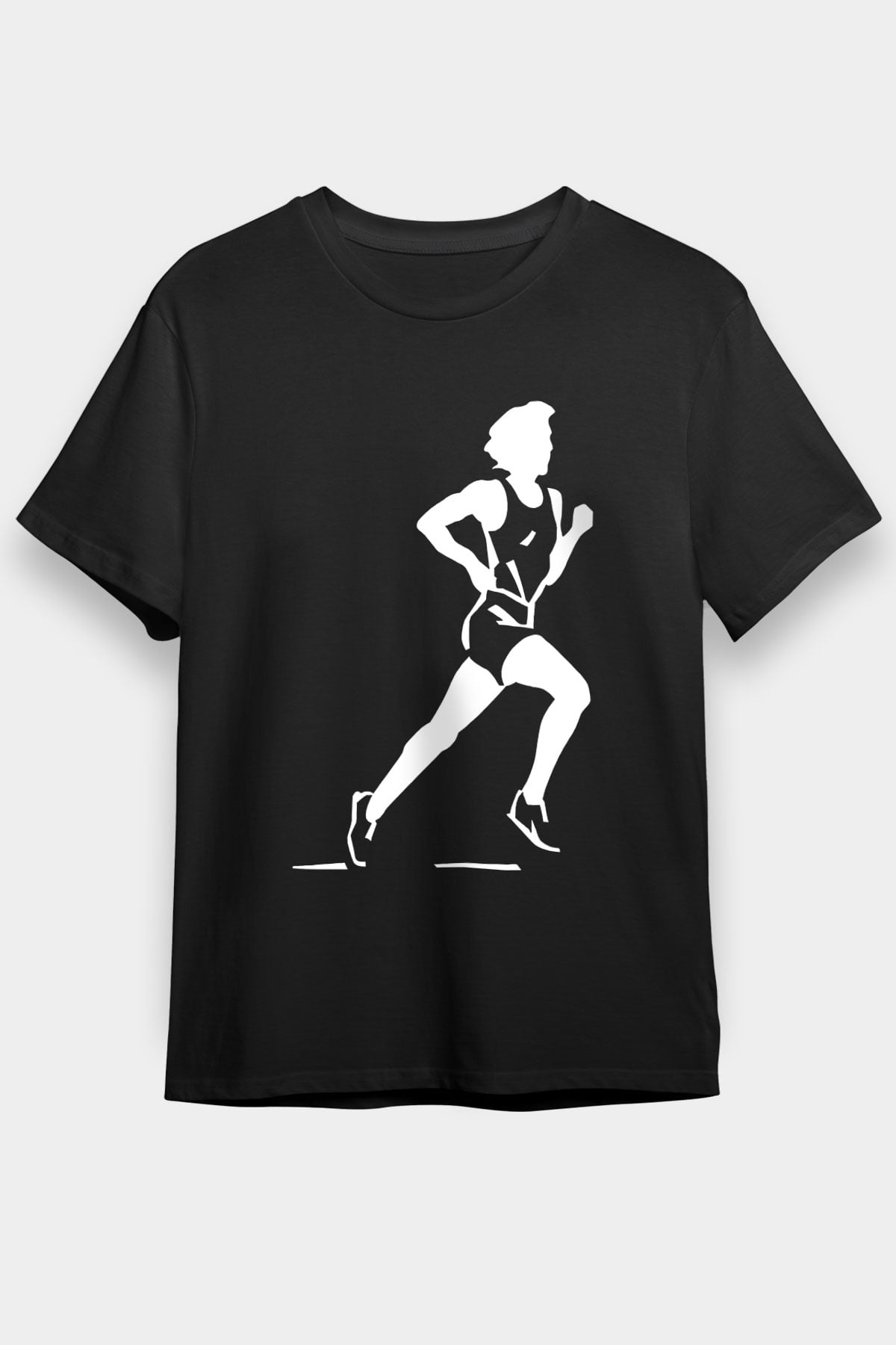 Atletizm - Athletics Baskılı Unisex Siyah Tişört - Tshirt