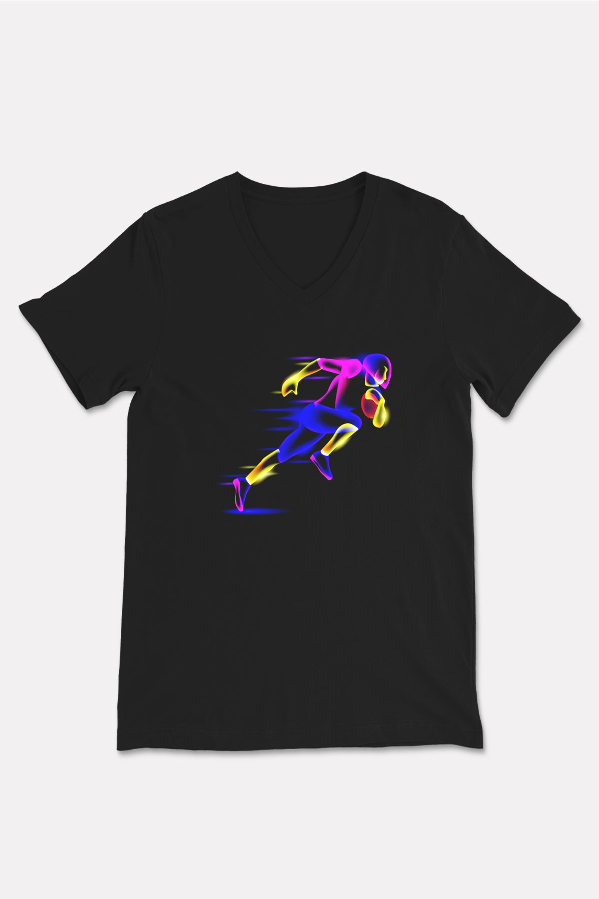 Atletizm - Athletics Baskılı Unisex Siyah V Yaka Tişört